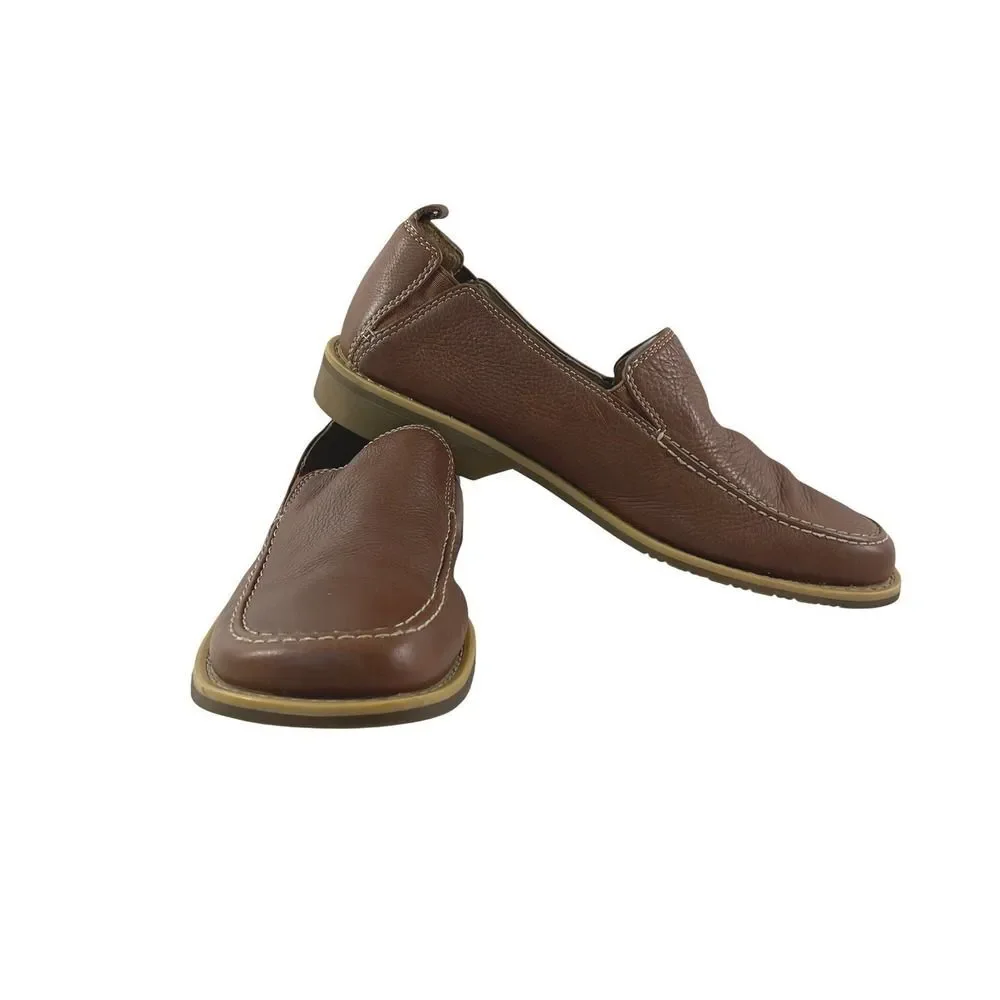 GBX Men's Brown Leather Square Toe Slip On Loafer Shoes Size 9 1/2 M